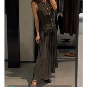 ZARA BELTED MIDI VEST DRESS